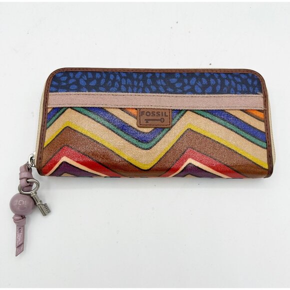 Fossil Handbags - Y2K Fossil Keyper Colorful Zip Around Wallet Retro Women's
